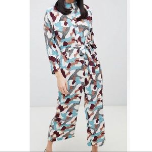 Monki Abstract Camo Print Jumpsuit